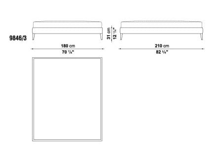 Двуспальная кровать из ткани с высоким изголовьем Maxalto Filemone ARCH-00126408 - Вид №2