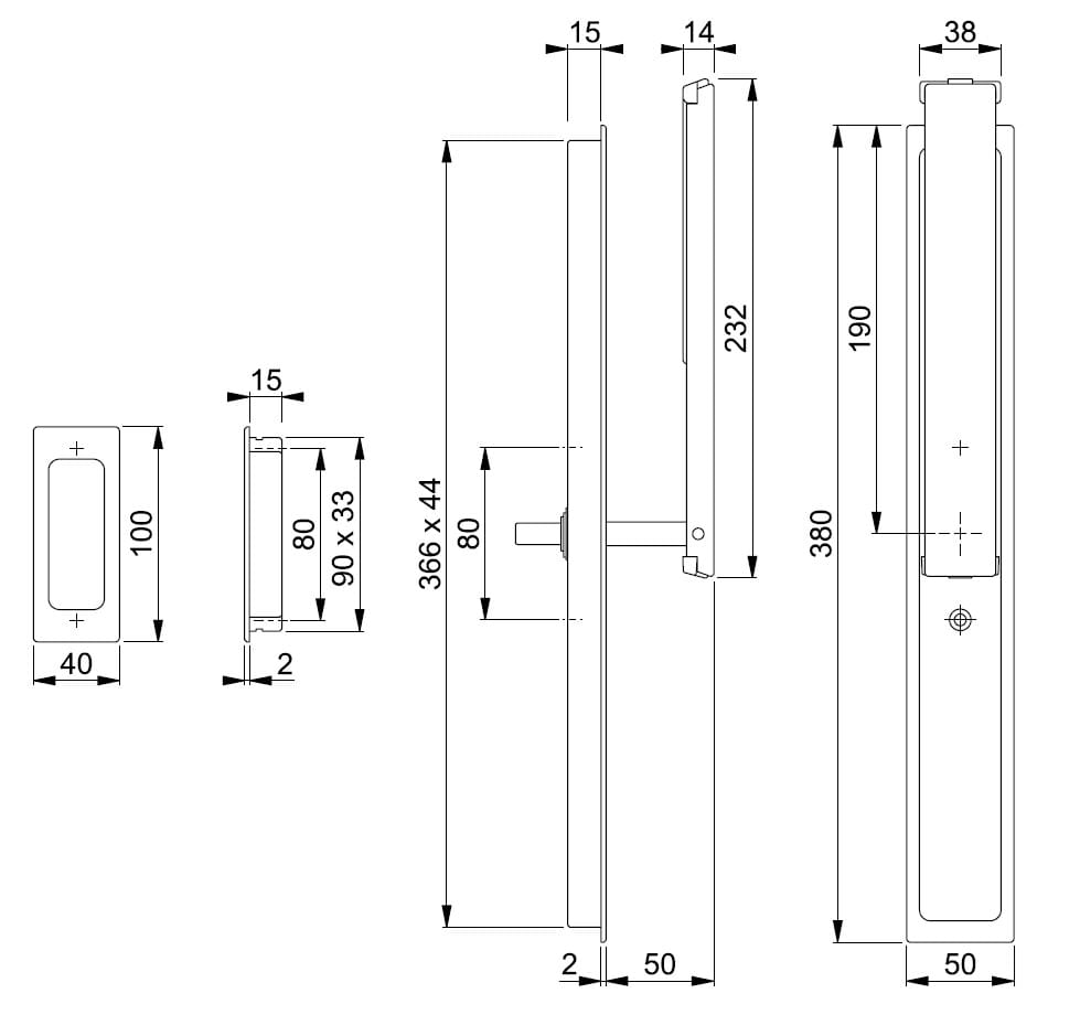 Утопленная алюминиевая ручка для стеклянной двери HOPPE Остин ARCH-00149613 - Вид №2