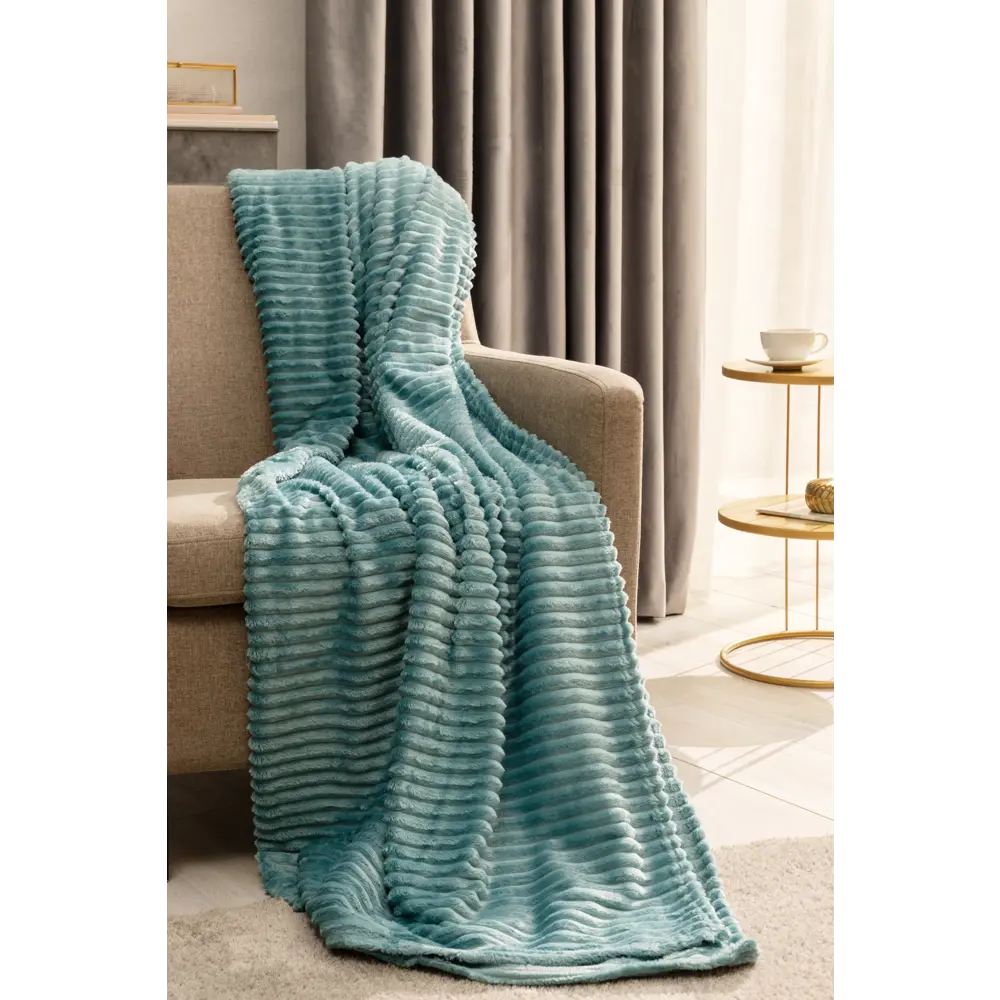 Плед Strips 150x200 см велсофт цвет бирюзовый 83706334 STLM-2114892 Santreyd - Вид №4