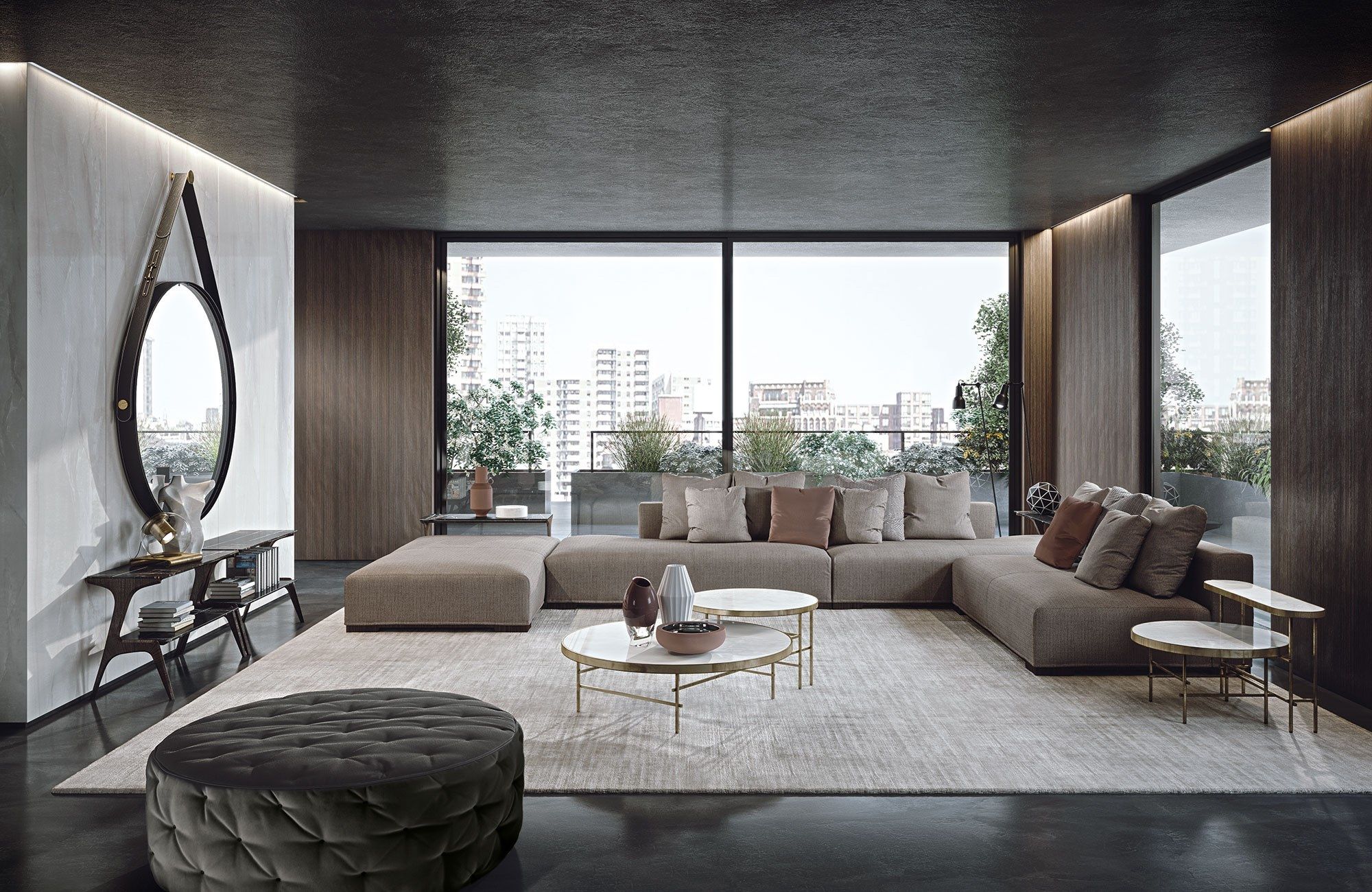 Ткань круглый capitonné пуф Frigerio ARCH-00138180 - Вид №4