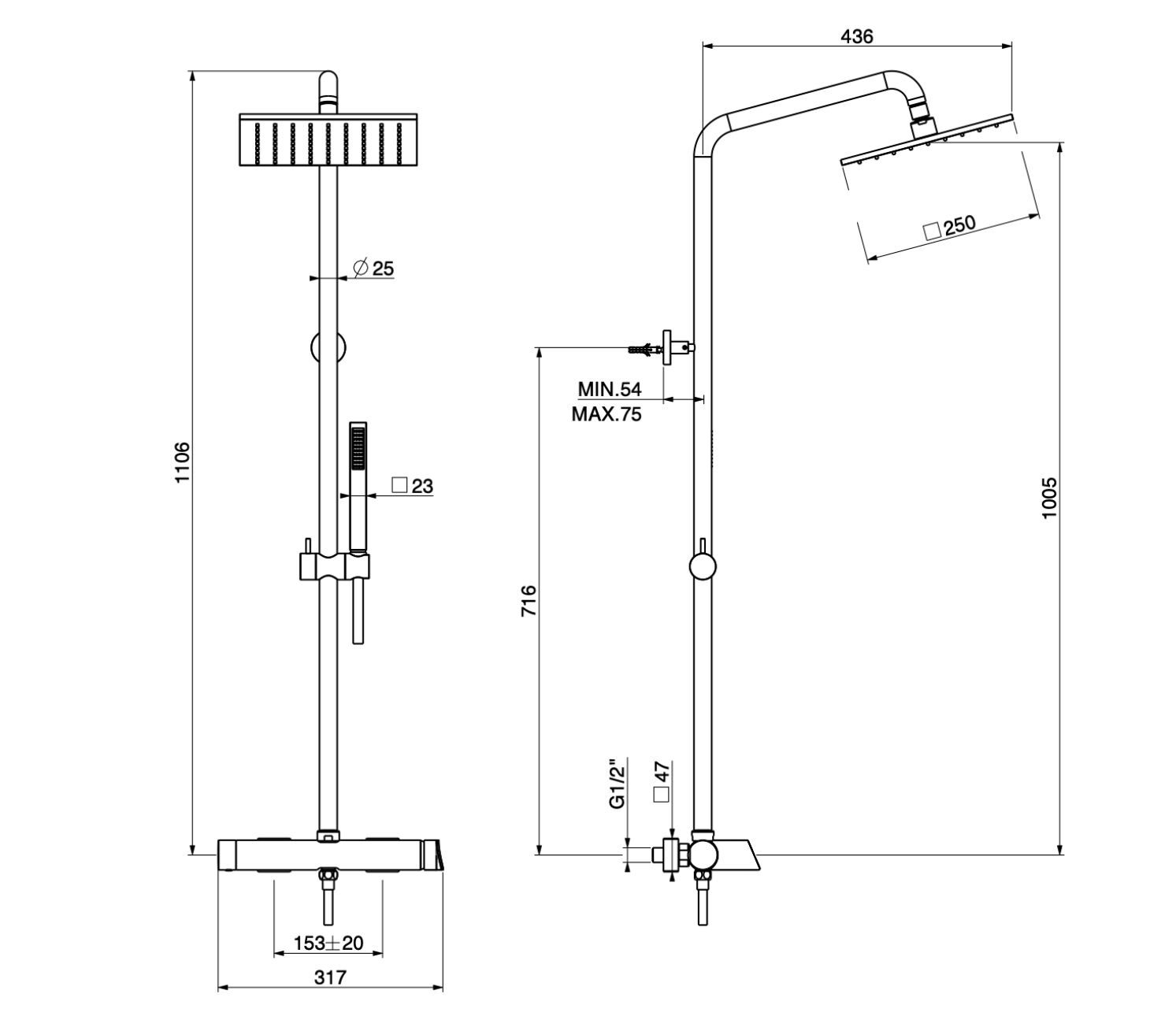Настенная душевая колонна с ручным душем GATTONI Puff ARCH-00055046 - Вид №2
