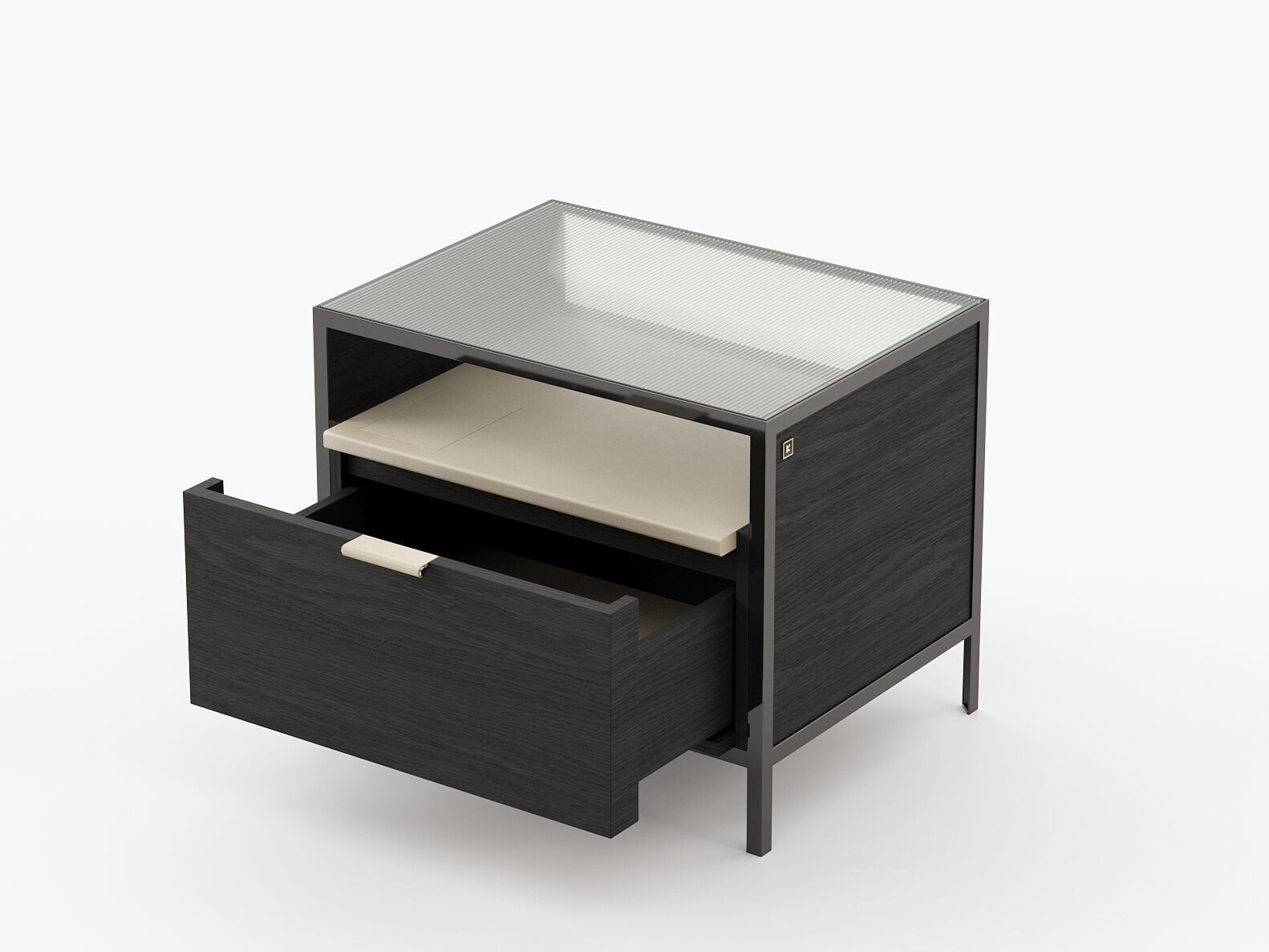 Тумбочка из дерева и стекла Laskasas холст ARCH-00120077 - Вид №1