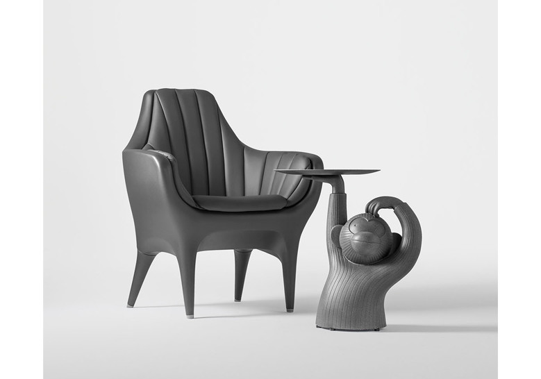 076695 Приставной столик черный BD Barcelona Design Monkey  - Вид №1