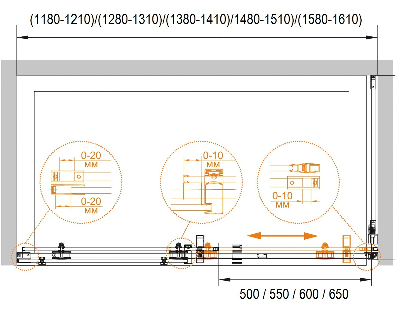 Душевая дверь в нишу CEZARES STYLUS-O-M-BF-1-140-C-Cr - Вид №7