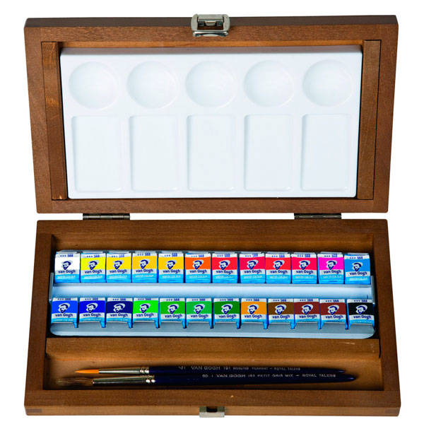 20848624 Краска акварель Набор акварельных красок Van Gogh 24цв кювета деревянный короб Royal Talens 