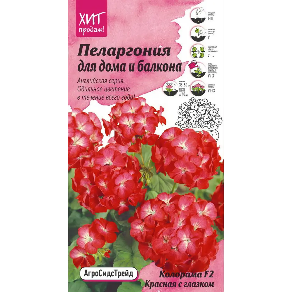 Пеларгония «Колорама» красная с глазком F2 АГРОСИДСТРЕЙД STLM-2011451