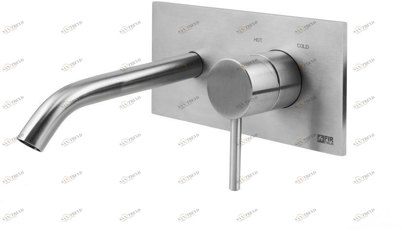 Fir Italia Смеситель для умывальника из нержавеющей стали настенный с тарелкой Cleosteel 48 4810208