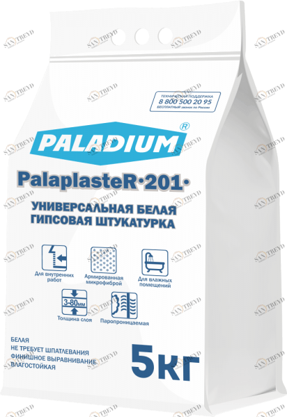 PL-201B/5 Штукатурка гипсовая БЕЛАЯ PalaplasteR-201, 5 кг Paladium 