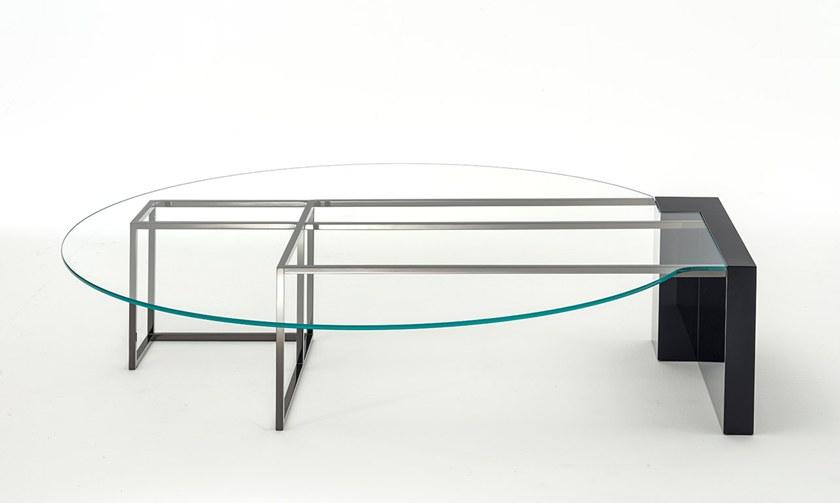 OAK Низкий журнальный столик из дерева и стекла Milano collection Sc5045-pv - Вид №2