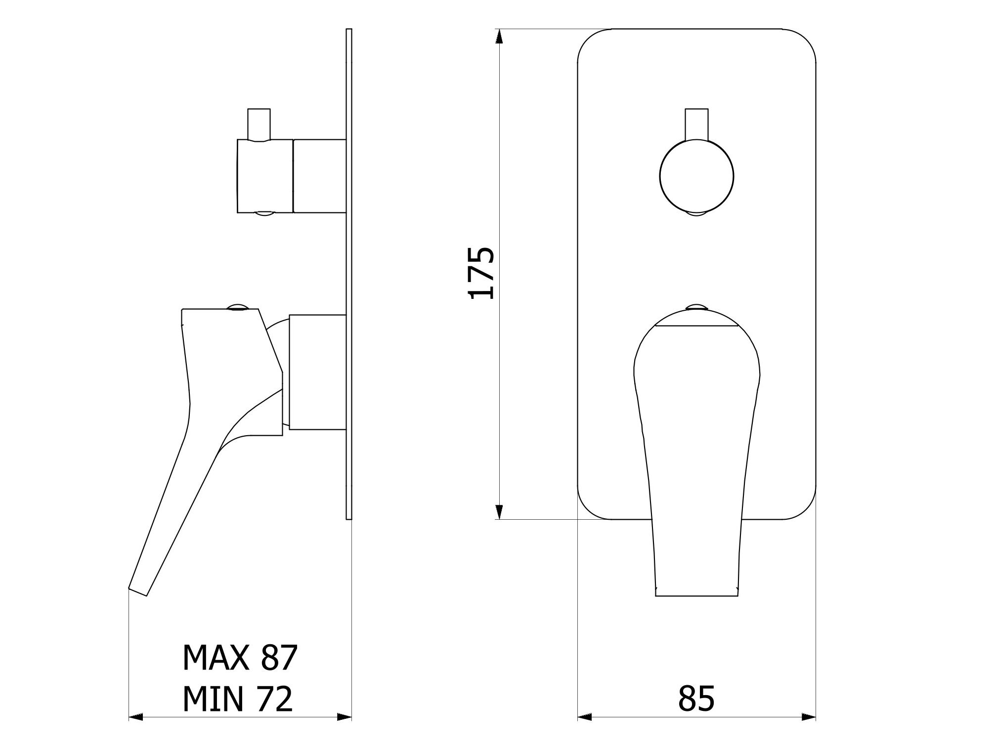 Встраиваемый смеситель для душа с переключателем IB Twitter ARCH-00104231 - Вид №2