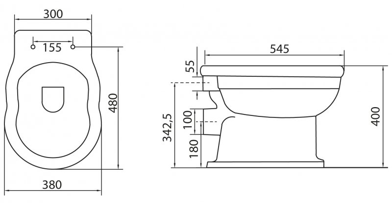 Унитаз приставной BelBagno BOHEME горизонтальный выпуск Приставной унитаз напольный Белый BELBAGNO Boheme Китай - Вид №1