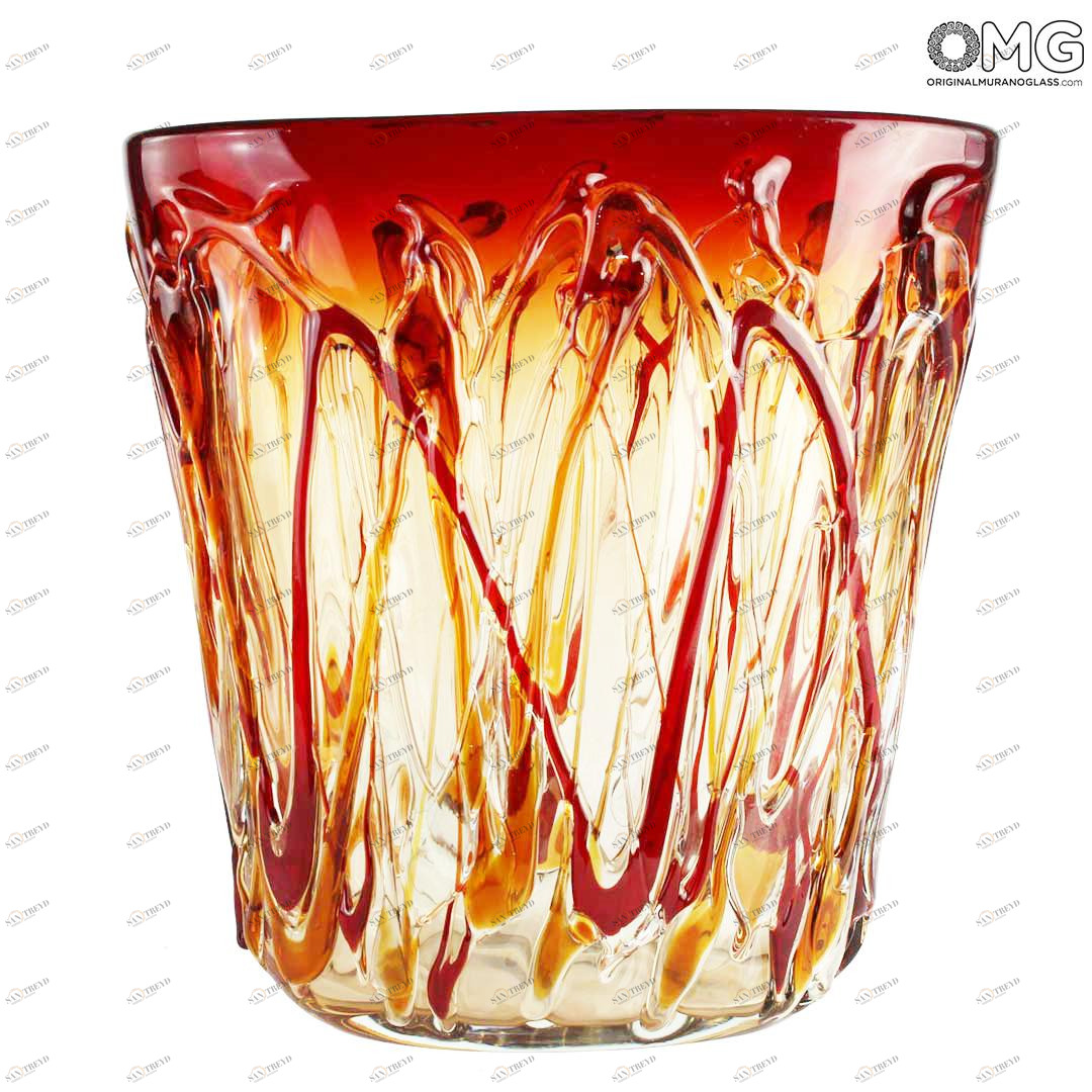 4590 ORIGINALMURANOGLASS Ваза Красная корзина - муранское стекло OMG 20 см 