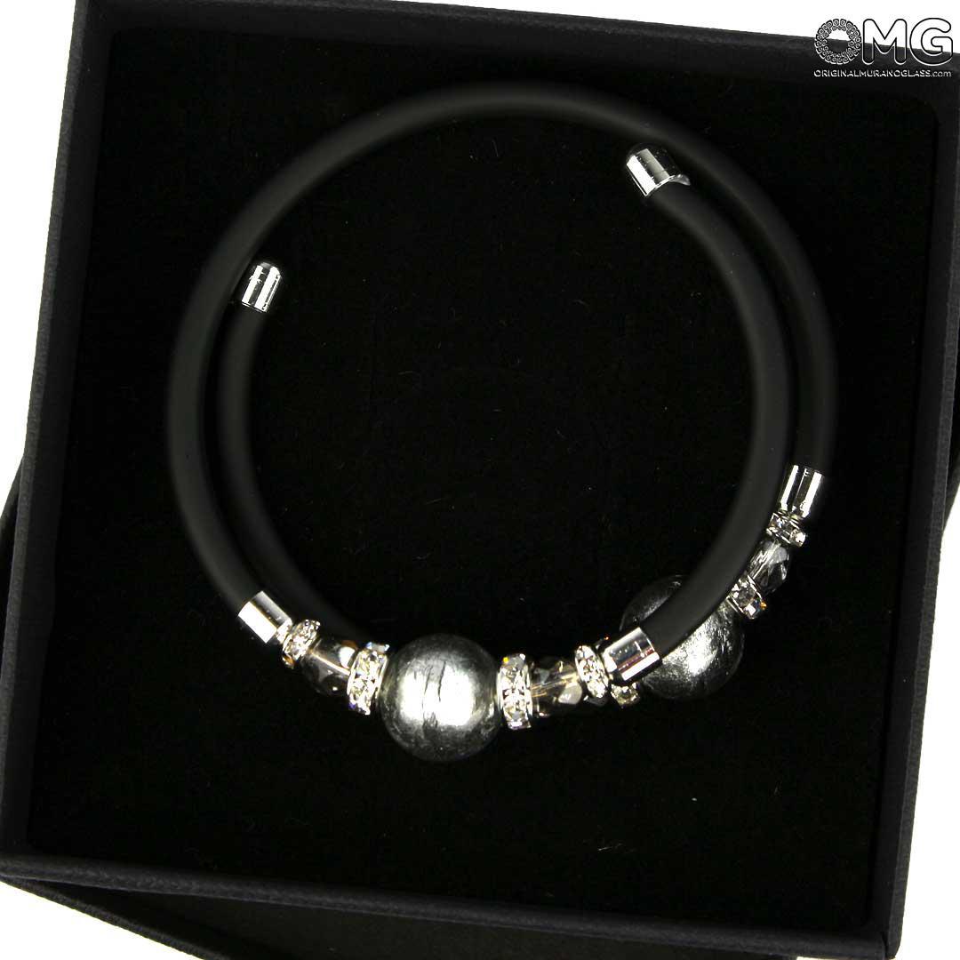 3756 ORIGINALMURANOGLASS Браслет Сиреневая комета - с серебром - муранское стекло OMG 18 см  - Вид №1