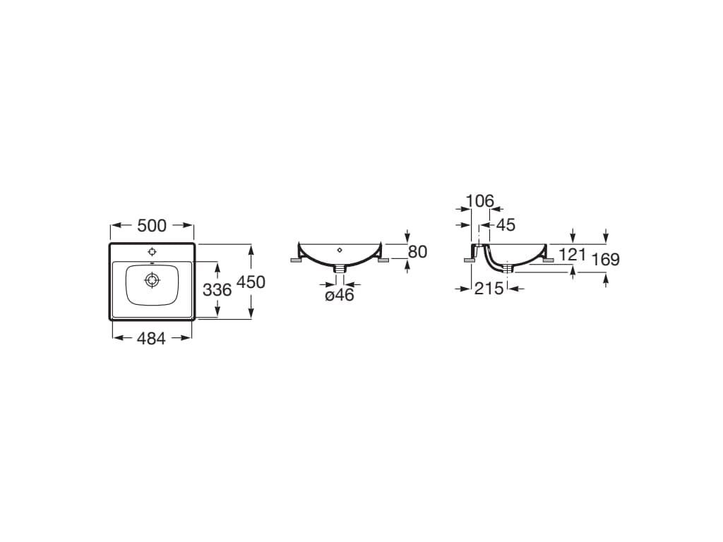 Керамическая прямоугольная одиночная раковина Roca Ona ARCH-00068519 - Вид №2