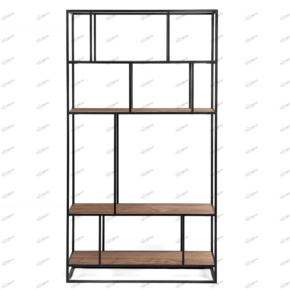 Стеллаж металлический, американский орех Makella black INTELLIGENT DESIGN СТЕЛЛАЖ MAKELLA 260745 Черный 