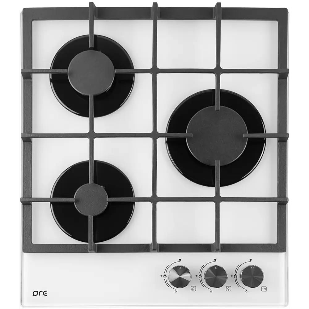 Газовая варочная панель ORE LGS45GW 45 см, 3 конфорки, белый цвет 82495867 STLM-0028656 - Вид №1