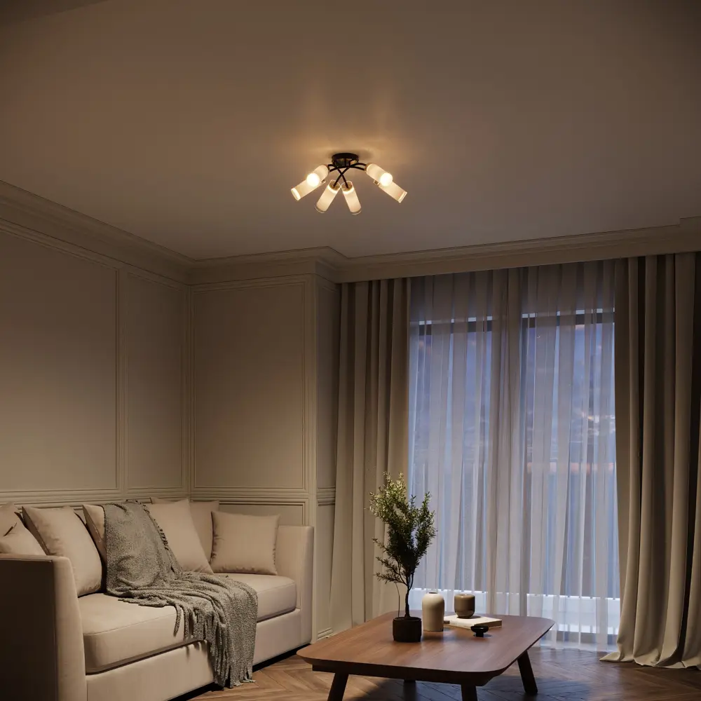 Потолочная люстра Люпин КС30098/6C, 6 ламп, 18 м², цвет белый/чёрный КЛЮЧНИК STLM-2009233 - Вид №10