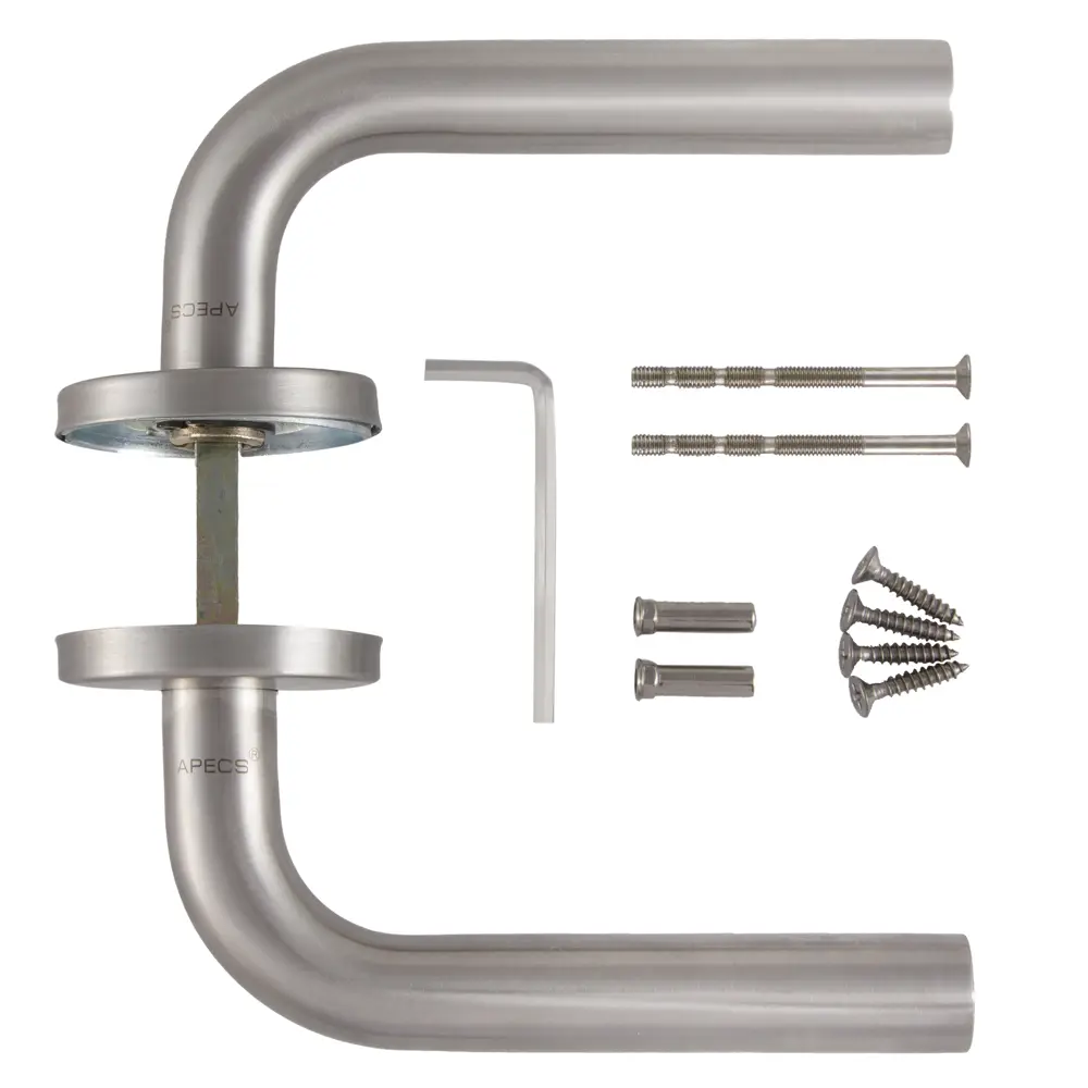 Ручки дверные на розетке Apecs 0201-INOX, нержавеющая сталь, цвет сталь STLM-2129945 - Вид №2