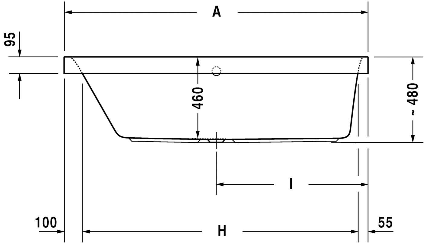 700308..0000000 Ванна Happy D.2 #700308 1600 x 700 мм Белый Alpin Duravit - Вид №4