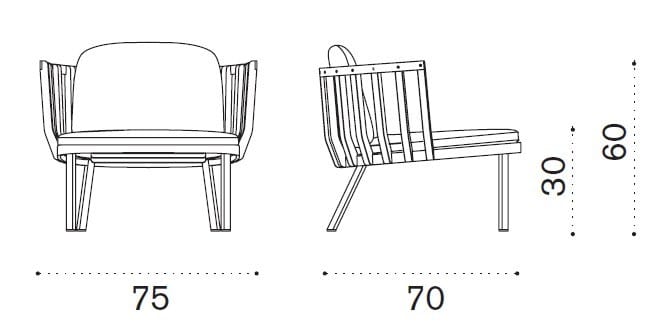 Садовое кресло из тикового дерева с подлокотниками Ethimo качели ARCH-00010047 - Вид №7