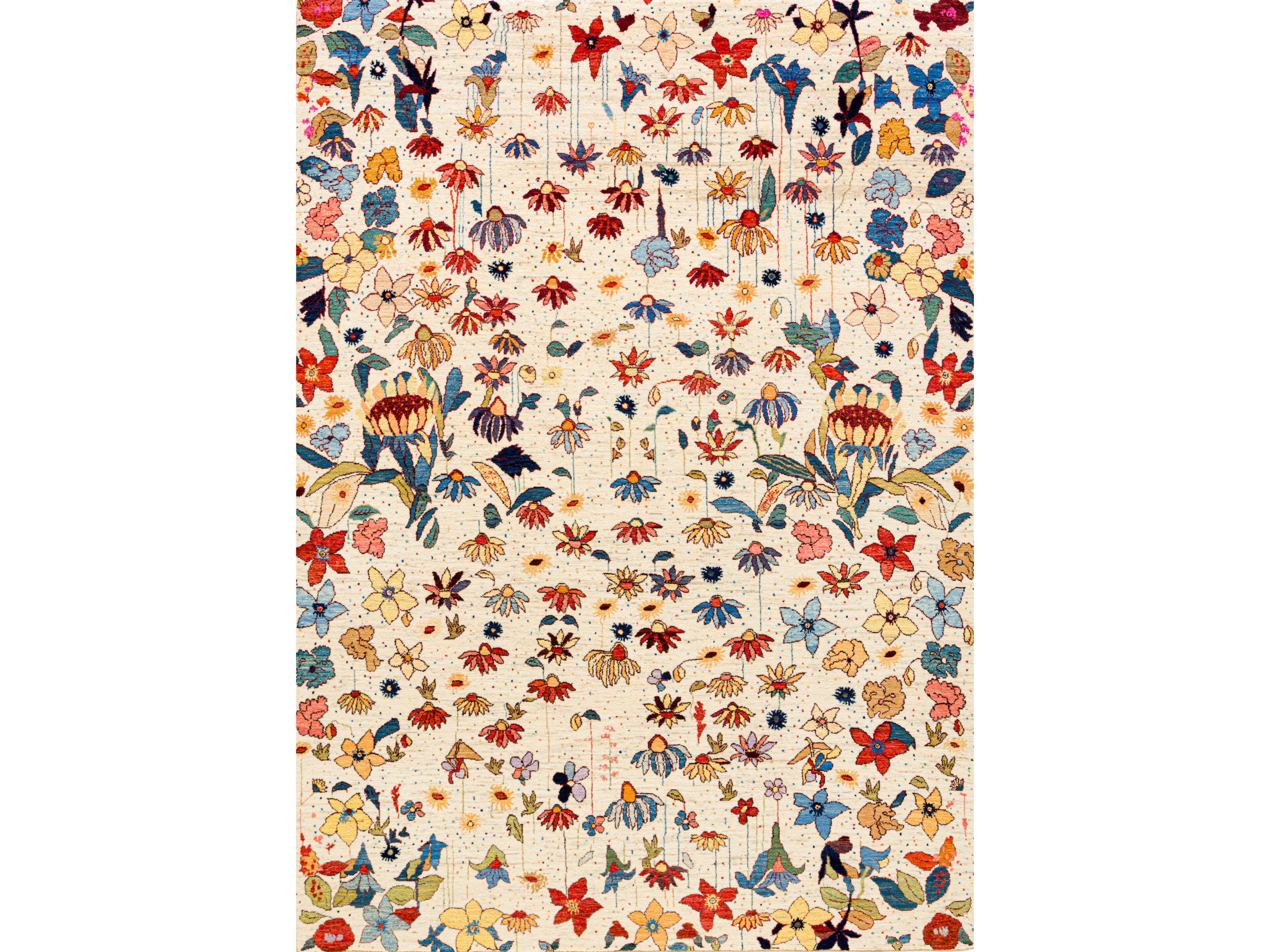 Шерстяной прямоугольный цветочный ковер Zollanvari Garden of Eden-Designer ARCH-00008424