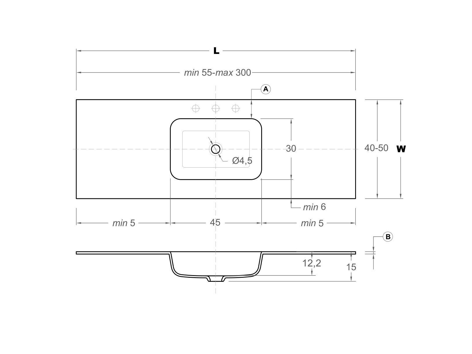 Столешница со встроенной раковиной Inbani QUADRO45 ARCH-00048224 - Вид №2