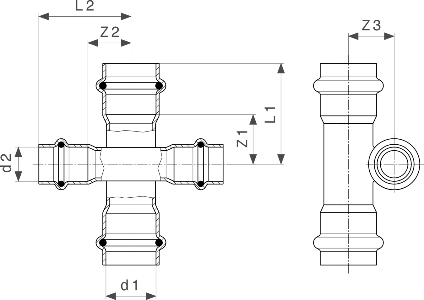 601 171 Модель 1148 Трубопроводные системы  Prestabo  Линейный коллектор, крестовины Santreyd  - Вид №3