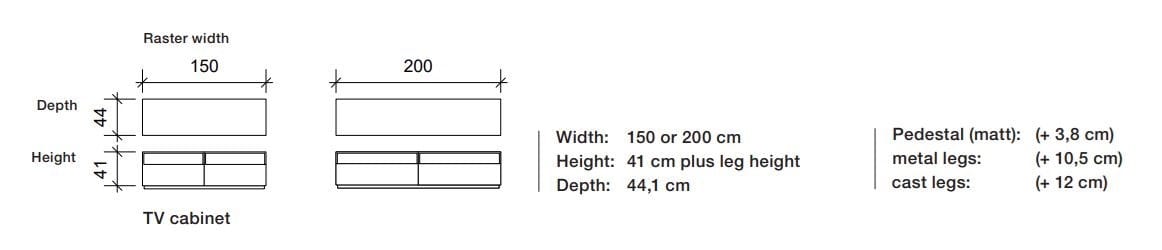 Низкий деревянный шкаф для телевизора с ящиками Rolf Benz Rolf Benz 9200 узкий ARCH-00094560 - Вид №2