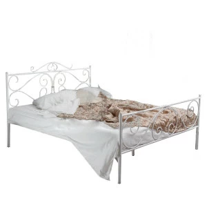 Кованая двуспальная кровать 180х200 с двумя спинками белая "Валенсия" FRANCESCO ROSSI ВАЛЕНСИЯ 134623 Белый