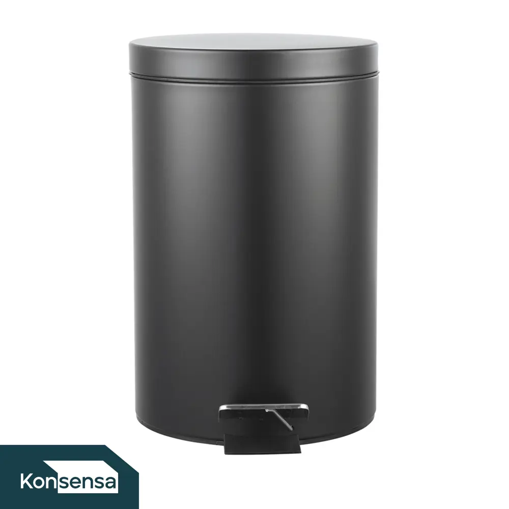 Бак для мусора в ванную комнату KONSENSA Терни 12 л сталь цвет черный STLM-2155300 - Вид №1