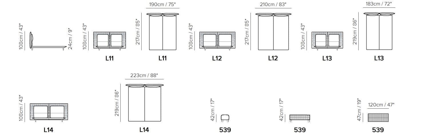 Двуспальная кровать из ткани с мягким изголовьем Natuzzi Italia кампус ARCH-00087685 - Вид №5