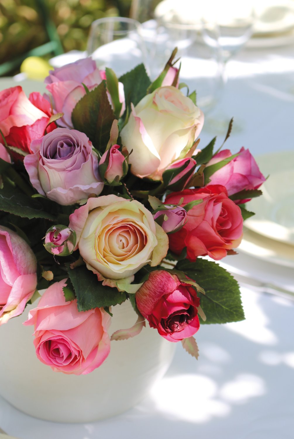 2613 507 a3 Искусственный букет из диких роз, 16-цветков, 28 см, розово-белый H-andreas  - Вид №4