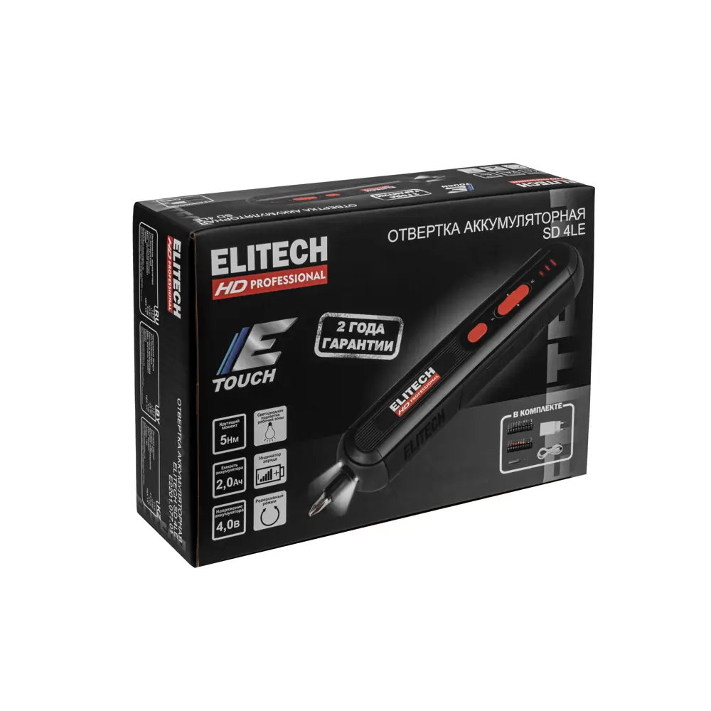 Отвертка аккумуляторная Elitech HD SD 4LE, 4 В Li-Ion 2 Ач STLM-2016782 - Вид №11