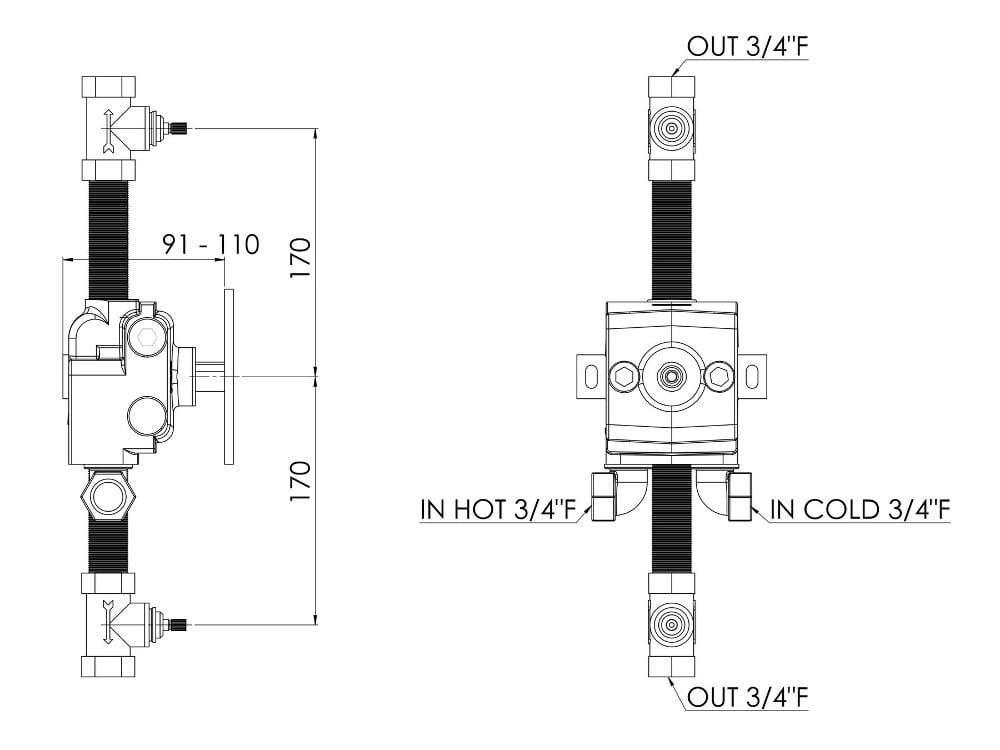 Смеситель для душа с 3 отверстиями rvb DEVILLE ARCH-00131556 - Вид №2