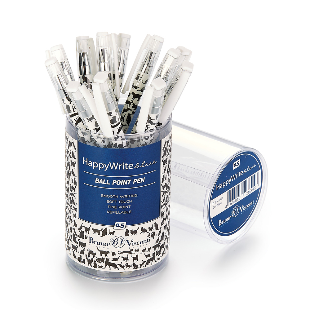 20-0144 ручка шариковая HappyWrite 0.5 мм "Кошки-сердечки" Bruno Visconti 