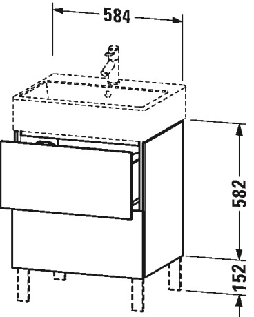 LC677503838 L-Cube Тумбочка напольная Доломитово-серый глянцевый лак Duravit - Вид №1