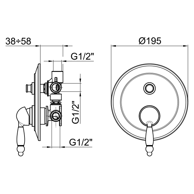 DO860101015 Смеситель для ванны и душа Webert Dorian - Вид №2