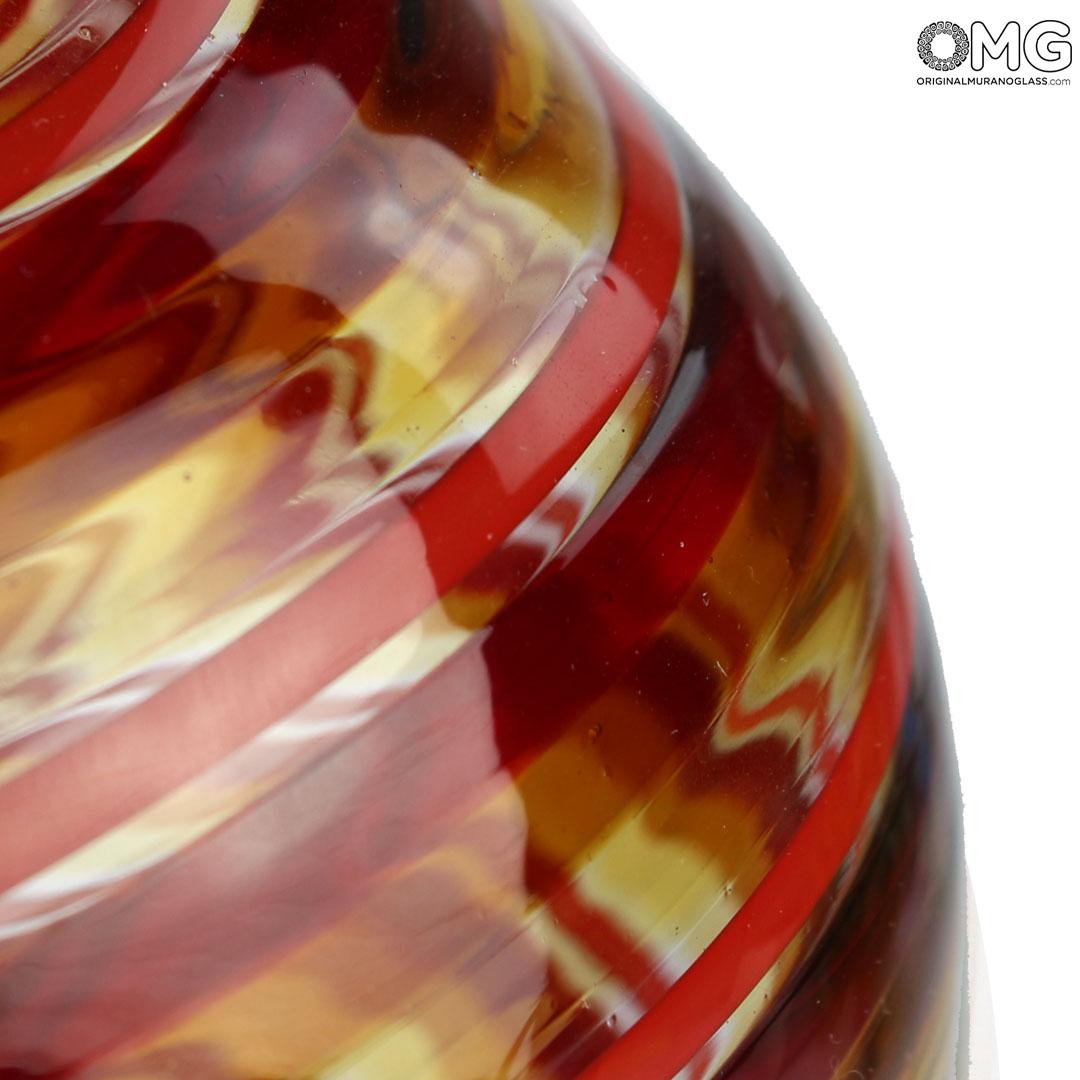 4334 ORIGINALMURANOGLASS Ваза круговорот жизни в красную полоску - Муранское стекло 11 см  - Вид №1