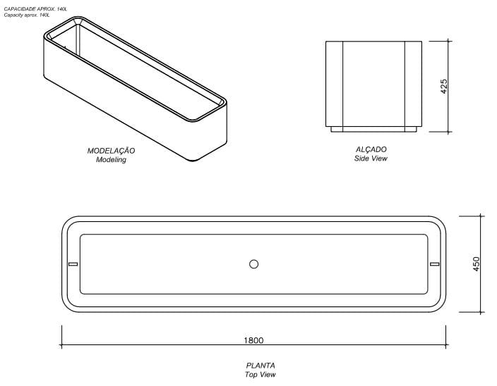 Прямоугольная бетонная плантатор amop ARCH-00054159 - Вид №2