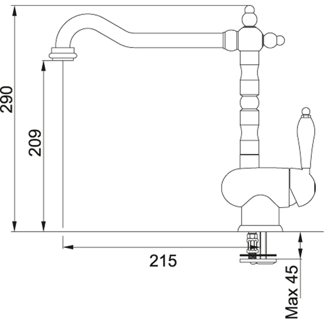 Смеситель кухонный  Franke Old England Поворотный излив Бронзовый sun-id-1698984 - Вид №1