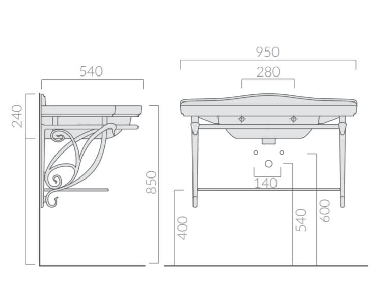 Алюминиевый подвесной одиночный умывальник Galassia ETHOS ARCH-00108921 - Вид №2