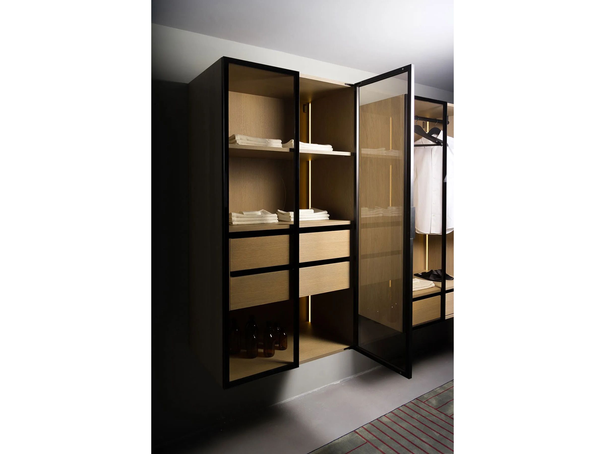 Деревянный шкаф для ванной комнаты со стеклянными дверцами Inbani слой ARCH-00041215 - Вид №6