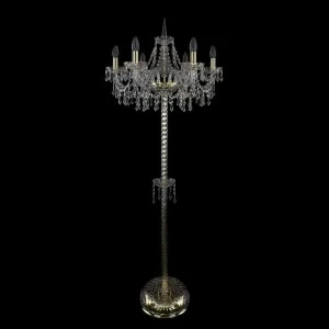 Торшер хрустальный на 6 ламп 160х57 см прозрачно-золотой Bohemia Ivele 1403T2/6/195-160/G BOHEMIA IVELE СВЕЧА 00-3889334 Золото;прозрачный