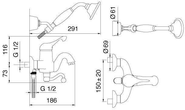 Rubinetterie Treemme Piccadilly  2100  - Вид №3