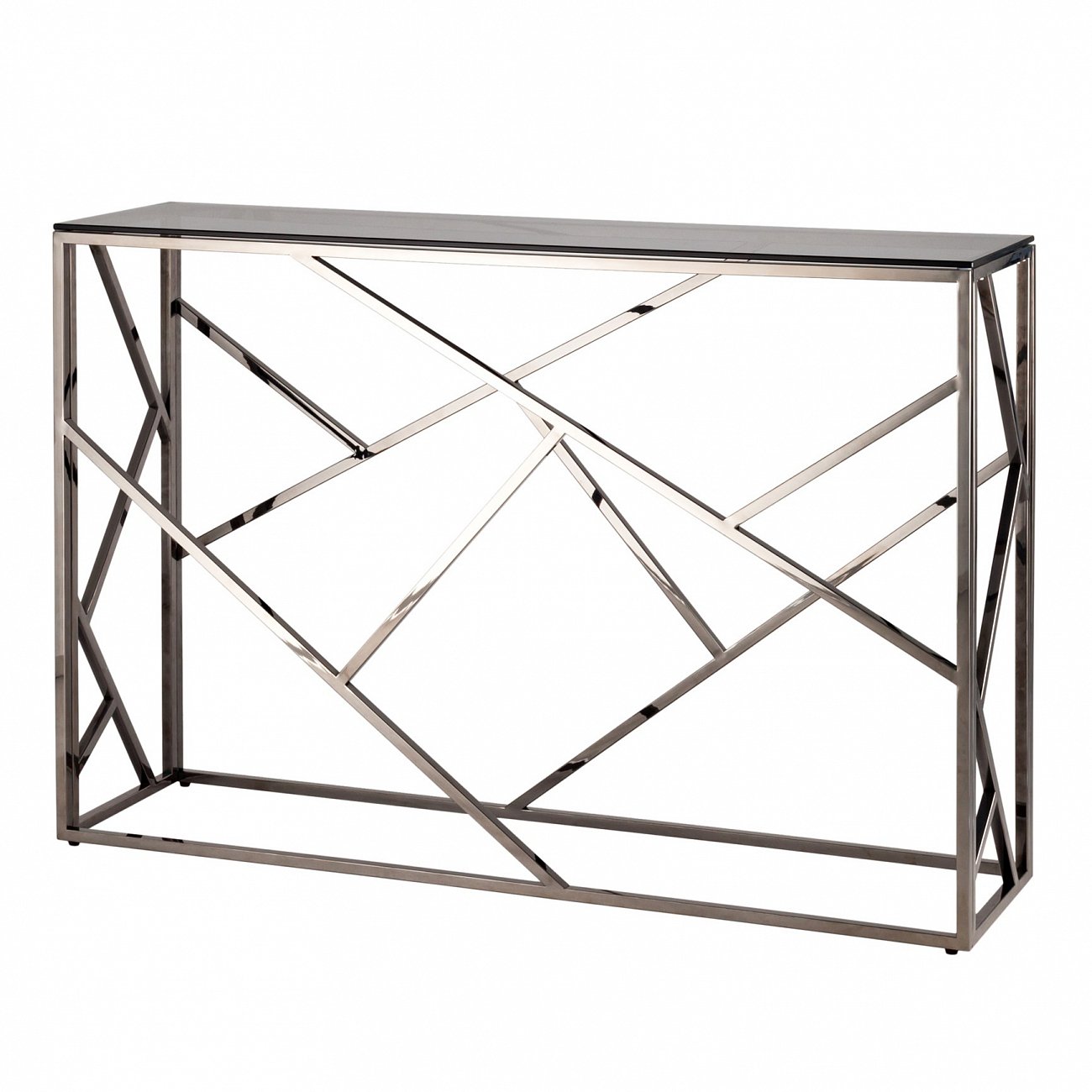 Консоль стеклянная 115х30 см дымчатая с основанием темный хром "Арт Деко" STOOL GROUP  00-3881892 Серебро  - Вид №1
