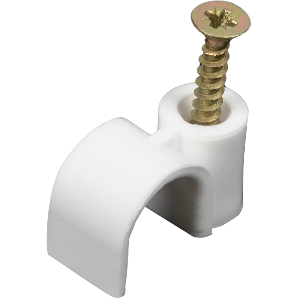 Скоба круглая с саморезом для провода 10х45 мм, пластик, 50 шт Santreyd STLM-2176595