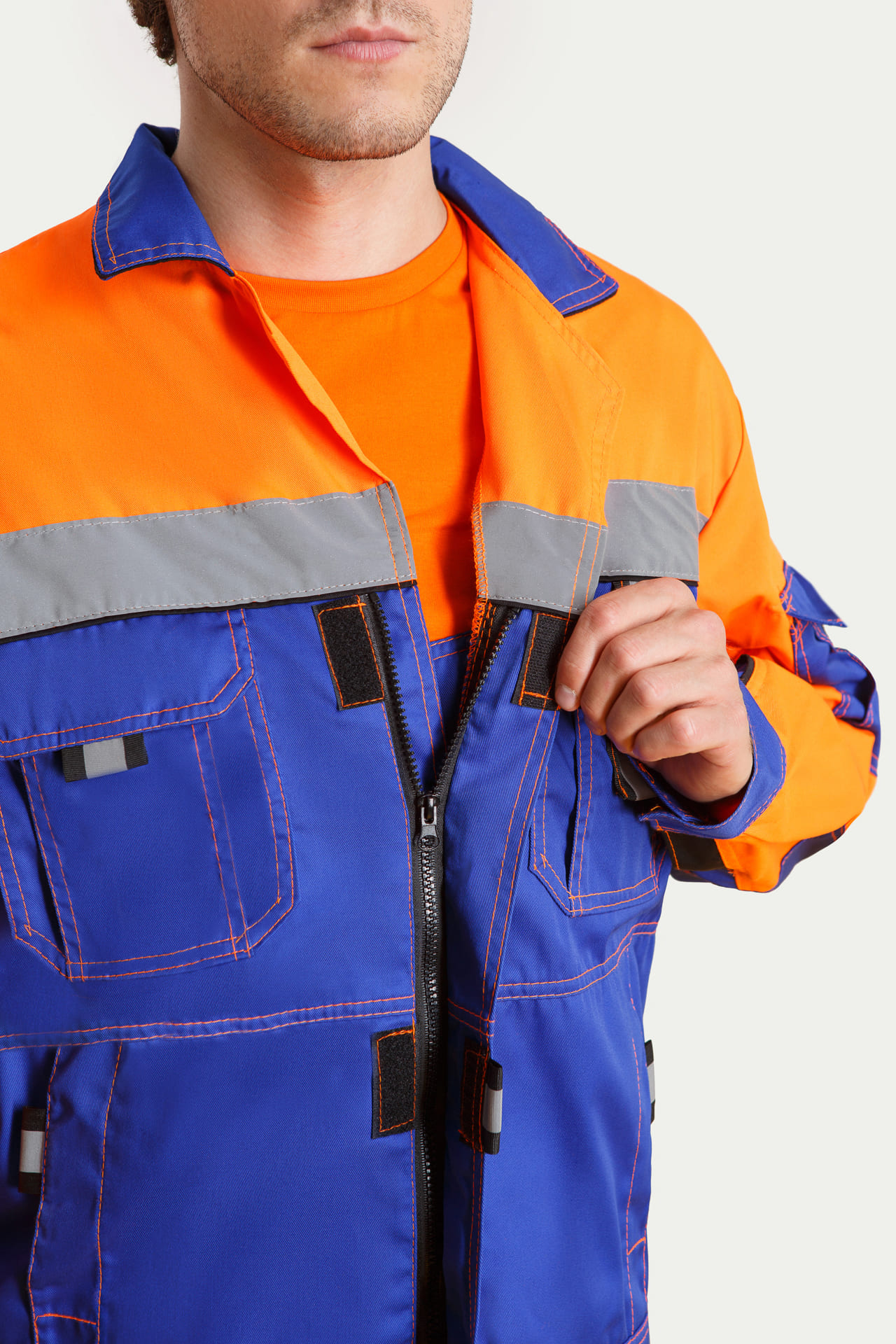 61855 Костюм "Профессионал-2" с СВП василек-оранжевый-черный  Летняя спецодежда  размер 52-54/170-176  - Вид №12