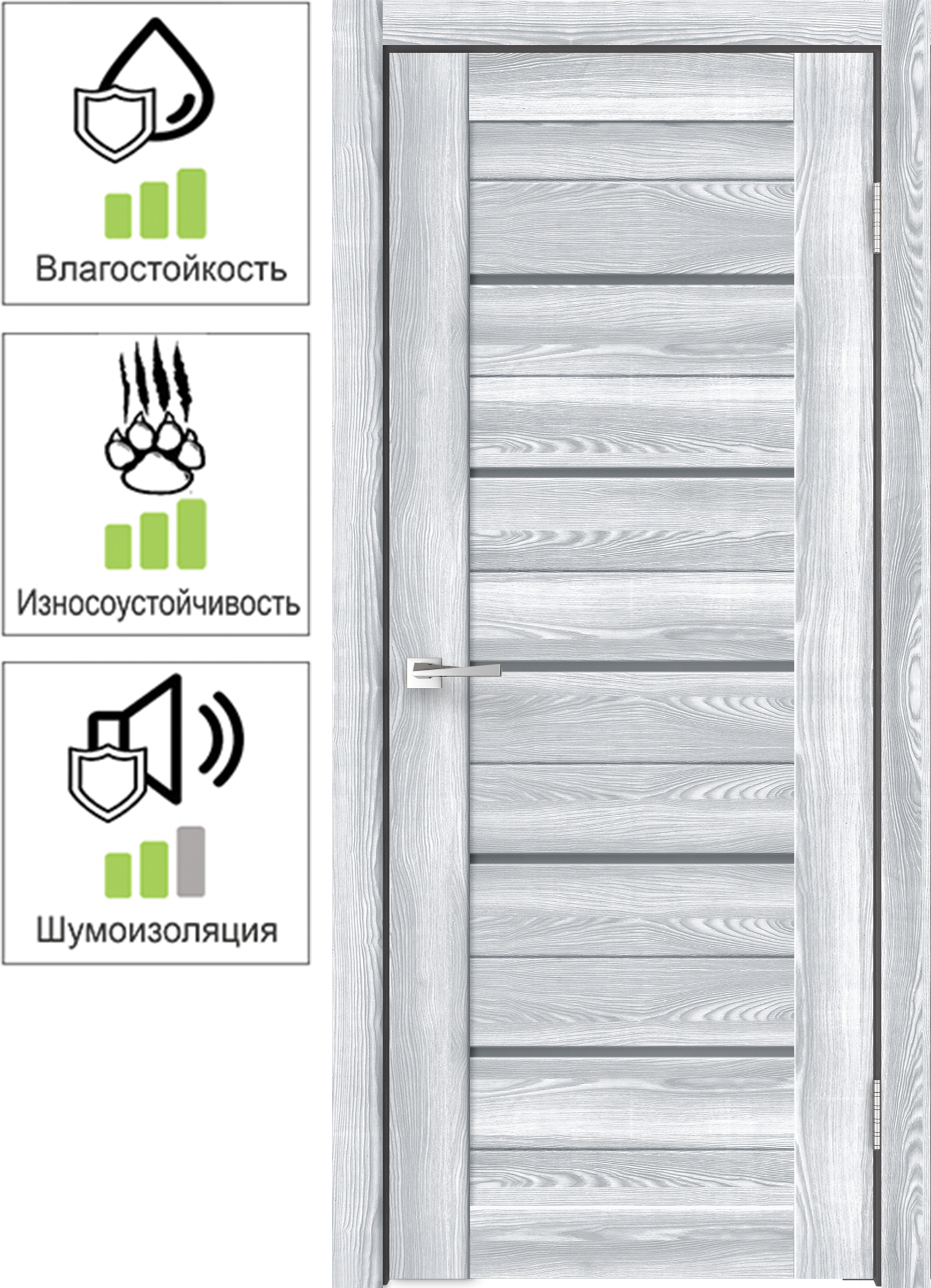 89160857 Дверь межкомнатная Новара остекленная горизонтальная ПВХ ламинация цвет ривьера айс 80x200 см (с замком и петлями) STLM-0079274 VELLDORIS