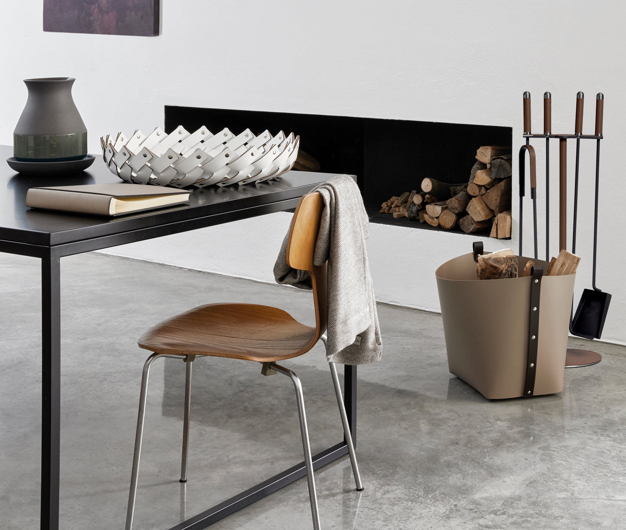 Короткая корзина Almeria - Ø 41XH13 см / регенерированная кожа_coffee Pinetti 00.1150.082.015 - Вид №6