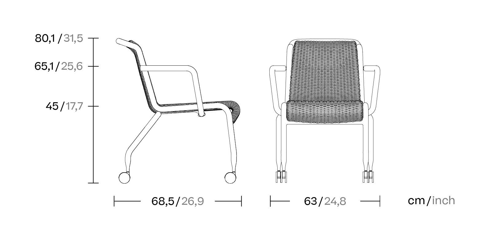 Стул из ротанга и алюминия с колесами Kettal Eolias ARCH-00068564 - Вид №3